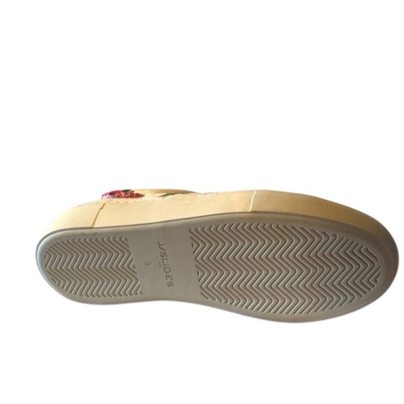 NWOT-J Slides Cream Sneakers with Red Floral Embroidery - Picture 9 of 14